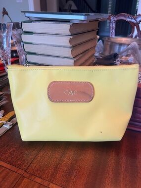 Jon Hart Design Grande ‘cAc’ Lemon Yellow Leather-Trim Cosmetic Pouch